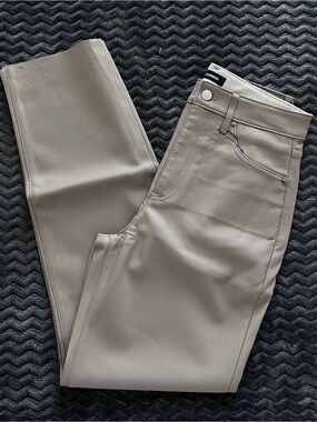 Express Women’s Taupe Faux Leather Straight Jeans